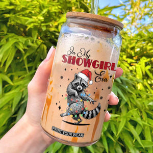 Funny Raccoon Christmas Glass Can In My Costume Era Xmas TS14 White Print Your Wear