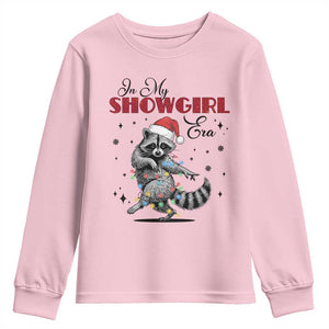 Funny Raccoon Christmas Youth Sweatshirt In My Costume Era Xmas TS14 Light Pink Print Your Wear