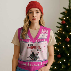 Funny Raccoon Xmas V-Neck Knit Sweater Vest In My Costume Era TS14 Hot Pink Print Your Wear