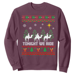 Tonight We Ride Sweatshirt Three Wise Men Nativity Scene Christmas TS14 Maroon Print Your Wear