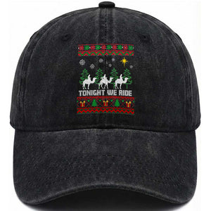 Tonight We Ride Washed Cotton Baseball Cap Three Wise Men Nativity Scene Christmas TS14 Washed Cap Universal Fit Black Print Your Wear