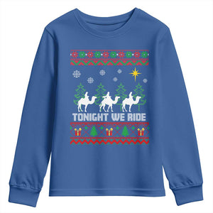 Tonight We Ride Youth Sweatshirt Three Wise Men Nativity Scene Christmas TS14 Royal Blue Print Your Wear