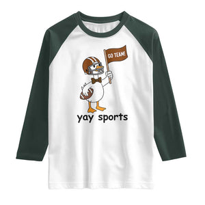 Silly Goose Football Raglan Shirt Yays Sport TS14 White Dark Forest Green Print Your Wear
