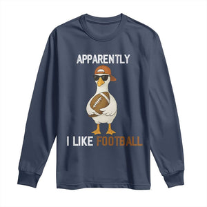 Funny Goose Football Long Sleeve Shirt Apparently I Like Football TS14 Navy Print Your Wear