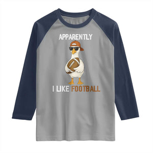Funny Goose Football Raglan Shirt Apparently I Like Football TS14 Sport Gray Navy Print Your Wear
