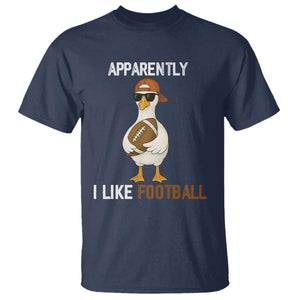 Funny Goose Football T Shirt Apparently I Like Football TS14 Navy Print Your Wear