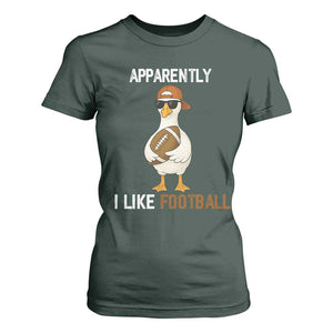 Funny Goose Football T Shirt For Women Apparently I Like Football TS14 Dark Forest Green Print Your Wear
