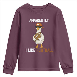 Funny Goose Football Youth Sweatshirt Apparently I Like Football TS14 Maroon Print Your Wear