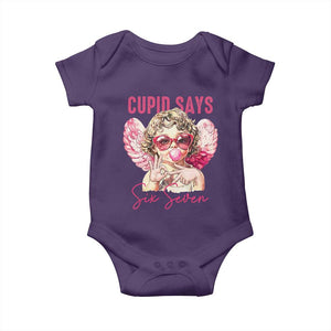 67 Valetines Baby Onesie Funny Cupid Says Six Seven TS14 Purple Print Your Wear