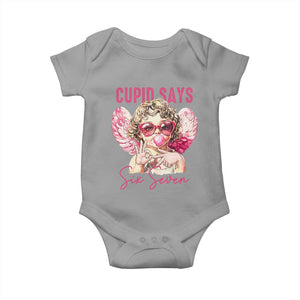 67 Valetines Baby Onesie Funny Cupid Says Six Seven TS14 Sport Gray Print Your Wear