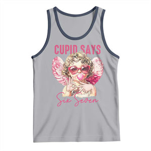 67 Valetines Tank Top Funny Cupid Says Six Seven TS14 Athletic Heather Navy Print Your Wear
