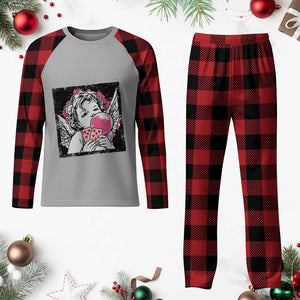 Funny 67 Valentines Plaid Pajama Set Cupid Playing Cards Six Seven TS14 Buffalo Plaid Print Your Wear