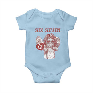 67 Valetines Meme Baby Onesie Funny Six Seven Valentines Day Heart TS14 Light Blue Print Your Wear
