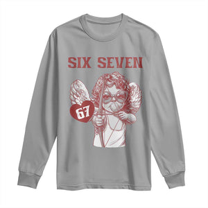 67 Valetines Meme Long Sleeve Shirt Funny Six Seven Valentines Day Heart TS14 Sport Gray Print Your Wear