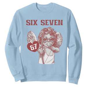 67 Valetines Meme Sweatshirt Funny Six Seven Valentines Day Heart TS14 Light Blue Print Your Wear