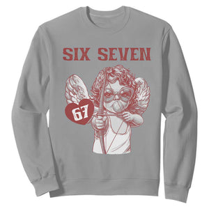 67 Valetines Meme Sweatshirt Funny Six Seven Valentines Day Heart TS14 Sport Gray Print Your Wear