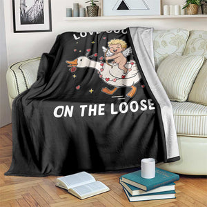 Funny Valentine Goose Throw Blanket Love Goose On The Loose TS14 Print Your Wear
