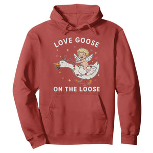 Funny Valentine Goose Hoodie Love Goose On The Loose TS14 Red Print Your Wear