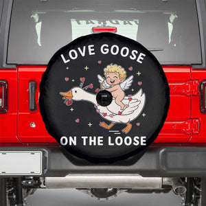 Funny Valentine Goose Spare Tire Cover Love Goose On The Loose TS14 Black Print Your Wear