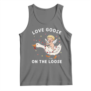 Funny Valentine Goose Tank Top Love Goose On The Loose TS14 Black Heather Print Your Wear