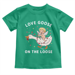 Funny Valentine Goose Toddler T Shirt Love Goose On The Loose TS14 Irish Green Print Your Wear