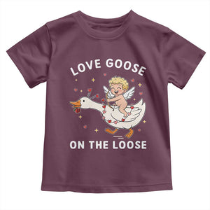 Funny Valentine Goose Toddler T Shirt Love Goose On The Loose TS14 Maroon Print Your Wear