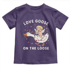 Funny Valentine Goose Toddler T Shirt Love Goose On The Loose TS14 Purple Print Your Wear