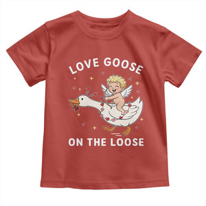 Funny Valentine Goose Toddler T Shirt Love Goose On The Loose TS14 Red Print Your Wear