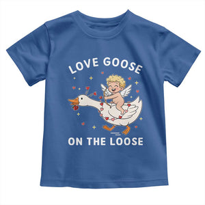 Funny Valentine Goose Toddler T Shirt Love Goose On The Loose TS14 Royal Blue Print Your Wear