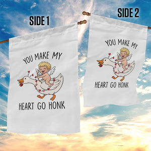 Funny Valentine Goose Garden Flag You Make My Heart Go Honk TS14 Print Your Wear