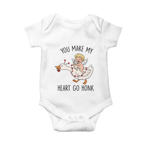 Funny Valentine Goose Baby Onesie You Make My Heart Go Honk TS14 White Print Your Wear