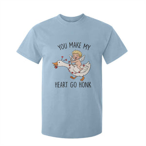 Funny Valentine Goose T Shirt For Kid You Make My Heart Go Honk TS14 Light Blue Print Your Wear