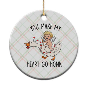 Funny Valentine Goose Ceramic Ornament You Make My Heart Go Honk TS14 1pc Christmas Plaid Print Your Wear