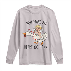 Funny Valentine Goose Long Sleeve Shirt You Make My Heart Go Honk TS14 Ice Gray Print Your Wear