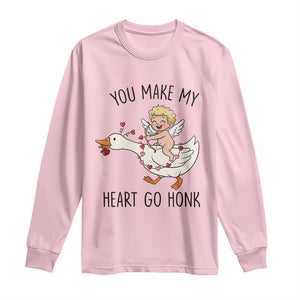 Funny Valentine Goose Long Sleeve Shirt You Make My Heart Go Honk TS14 Light Pink Print Your Wear