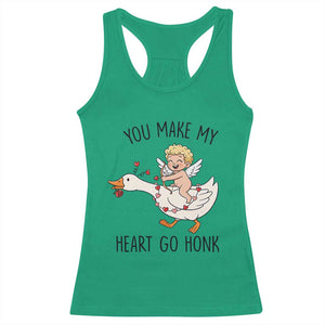 Funny Valentine Goose Racerback Tank Top You Make My Heart Go Honk TS14 Irish Green Print Your Wear