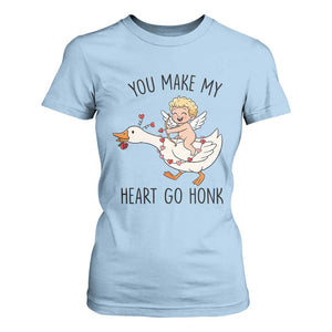 Funny Valentine Goose T Shirt For Women You Make My Heart Go Honk TS14 Light Blue Print Your Wear