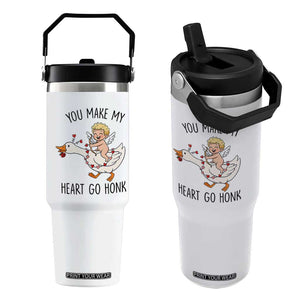 Funny Valentine Goose Flip Straw Tumbler You Make My Heart Go Honk TS14 One Size: 30 oz White Print Your Wear