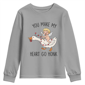 Funny Valentine Goose Youth Sweatshirt You Make My Heart Go Honk TS14 Sport Gray Print Your Wear