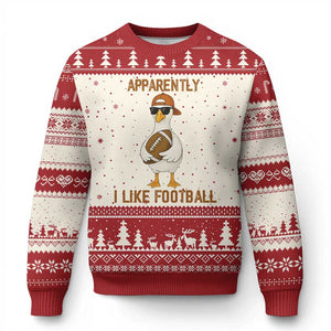 Funny Goose Football Meme Ugly Christmas Sweater Apparently I Like Football TS14 Beige Red Print Your Wear