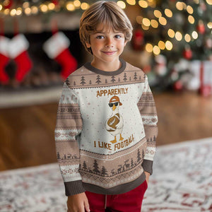 Funny Goose Football Meme Ugly Christmas Sweater Apparently I Like Football TS14 Mocha Mousse Print Your Wear