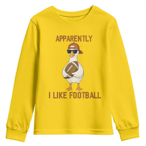 Funny Goose Football Meme Youth Sweatshirt Apparently I Like Football TS14 Daisy Print Your Wear