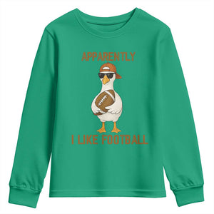 Funny Goose Football Meme Youth Sweatshirt Apparently I Like Football TS14 Irish Green Print Your Wear