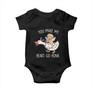 You Make My Heart Go Honk Baby Onesie Funny Valentine Goose TS14 Black Print Your Wear