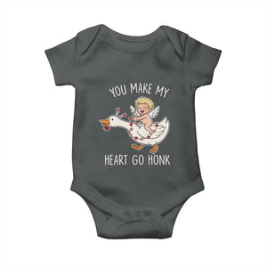 You Make My Heart Go Honk Baby Onesie Funny Valentine Goose TS14 Dark Heather Print Your Wear