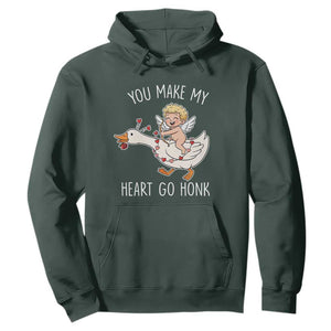 You Make My Heart Go Honk Hoodie Funny Valentine Goose TS14 Dark Forest Green Print Your Wear