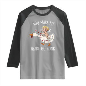 You Make My Heart Go Honk Raglan Shirt Funny Valentine Goose TS14 Sport Gray Black Print Your Wear
