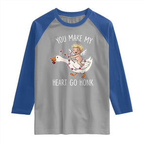 You Make My Heart Go Honk Raglan Shirt Funny Valentine Goose TS14 Sport Gray Royal Print Your Wear