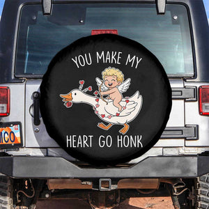You Make My Heart Go Honk Spare Tire Cover Funny Valentine Goose TS14 No hole Black Print Your Wear