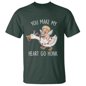 You Make My Heart Go Honk T Shirt Funny Valentine Goose TS14 Dark Forest Green Print Your Wear